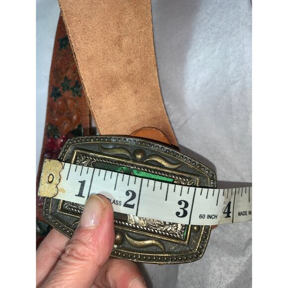 Unisex DUN DEE 70's TOOLED Western Leather Belt w/ ENAMEL HORSE Buckle - Picture 8 of 8